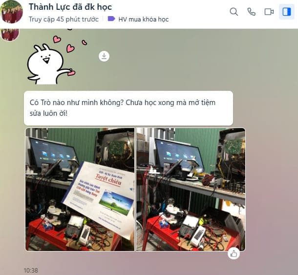 Học viên Thành Lực chưa học xong khóa học đã mở tiệm sửa chữa của riêng mình