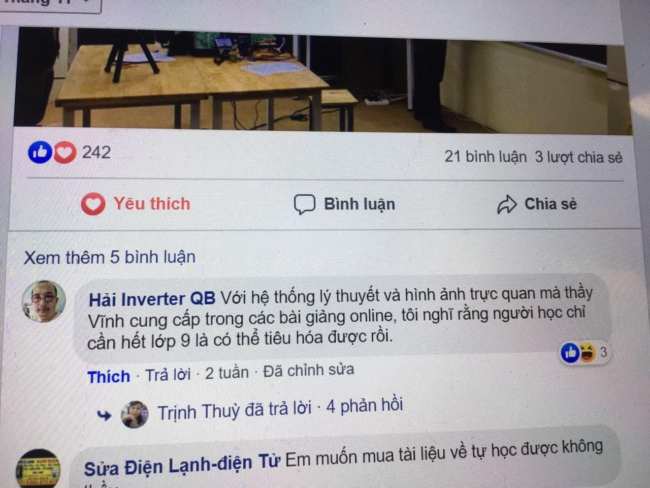 Bình luận: bài giảng online của thầy Vĩnh trực quan, người học chỉ cần hết lớp 9 là theo được